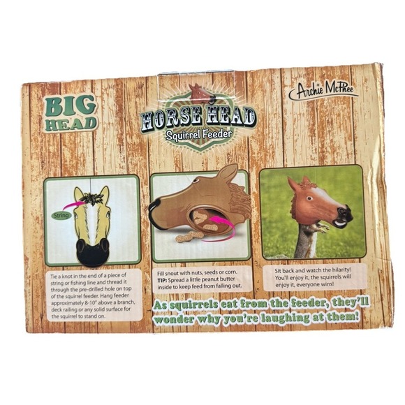 Big Horse Head Squirrel Feeder Archie McPhee Gag Gift New In Box Yard Decor Fun! - Picture 5 of 5